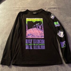 UNISEX:MTV Black Cotton Blend Tee